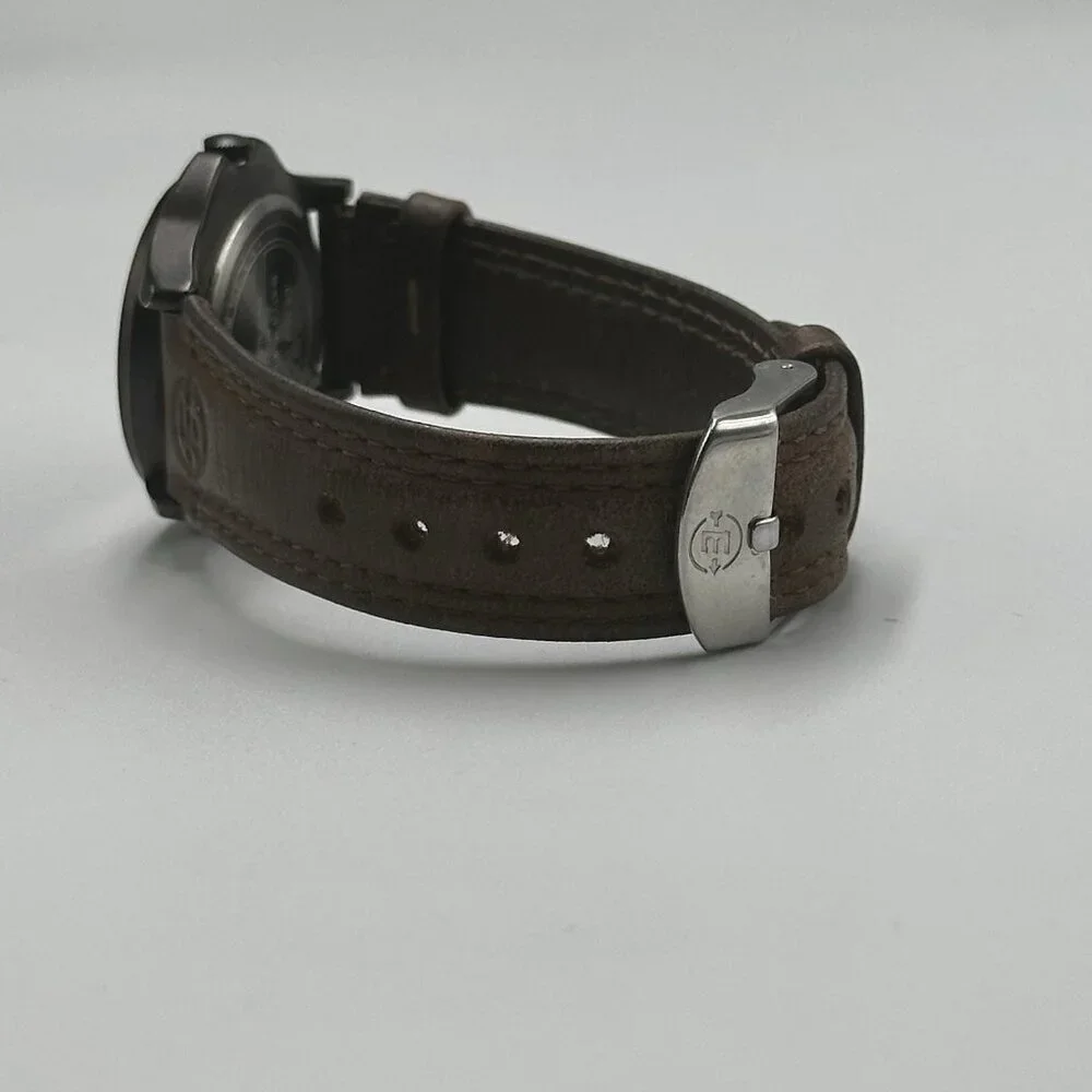 Timex Expedition Watch Men Indiglo Dial Date Window Brown Leather Band Works